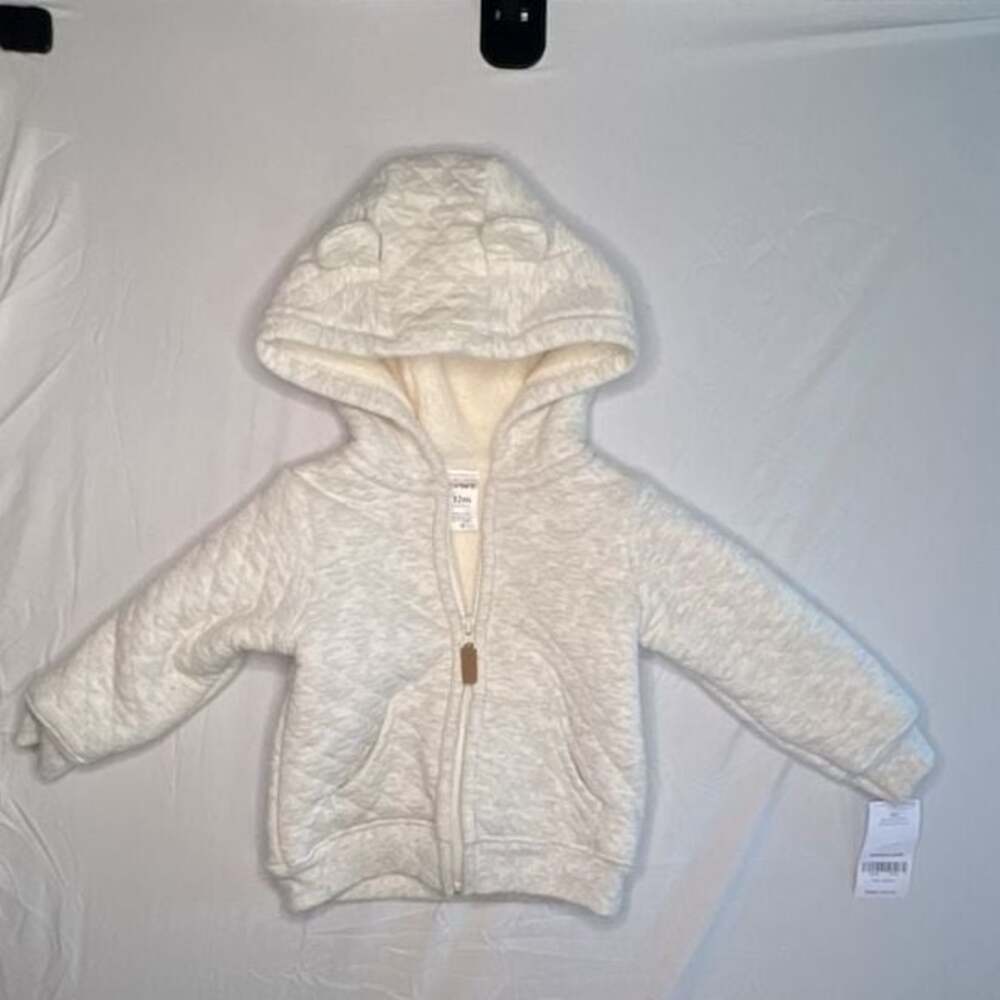 Carter's Baby Unisex Quilted Zip-Up Hoodie with Bear Ears